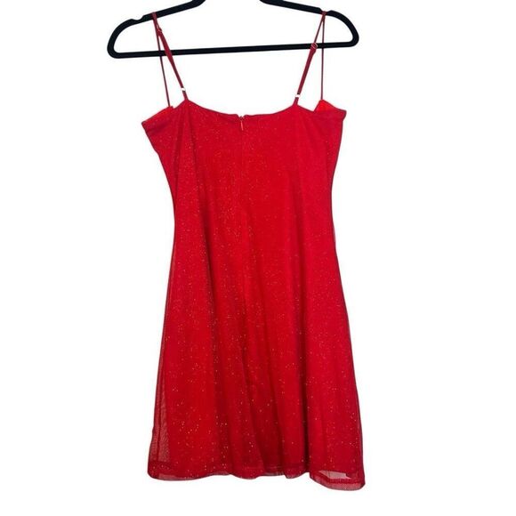 Baby Boo Sweetheart Neck Sleeveless Mini Fit & Flare Dress Glittery Red Size XL - Picture 2 of 5